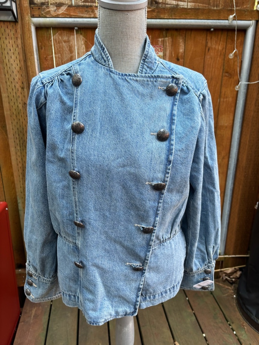 NWT Free People We The Free Imogene Denim Officer Jacket Military Luxe M